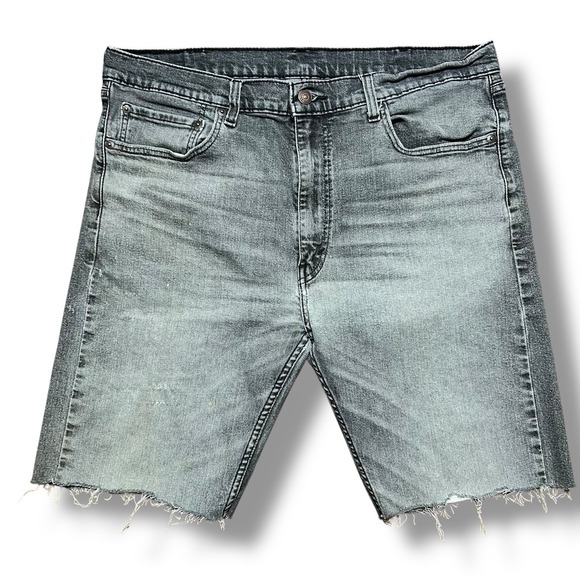 Y2K Levi's Jean Shorts Men's‎ 36 505 Black Cut Off Faded Denim Jorts - Picture 1 of 15